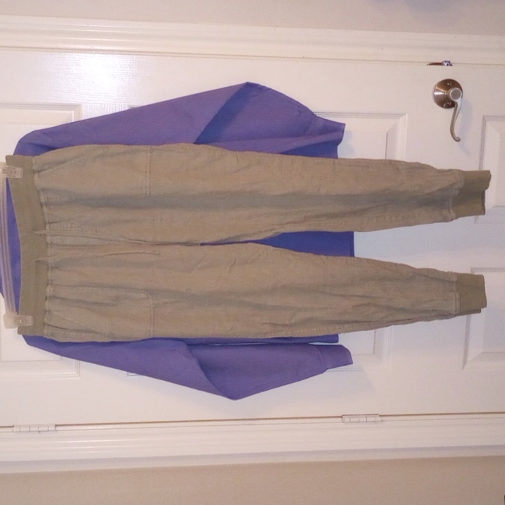 C&C California Linen Jogger pants green med.